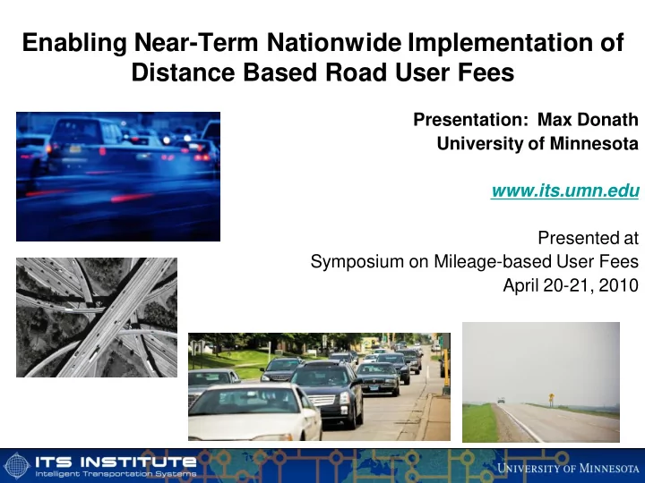 enabling near term nationwide implementation of distance
