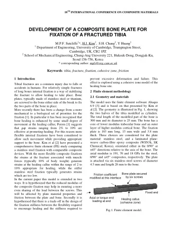 DEVELOPMENT OF A COMPOSITE BONE PLATE FOR  FIXATION OF A FRACTURED TIBIA M.P.F. Sutcliffe 1 *, H.J.