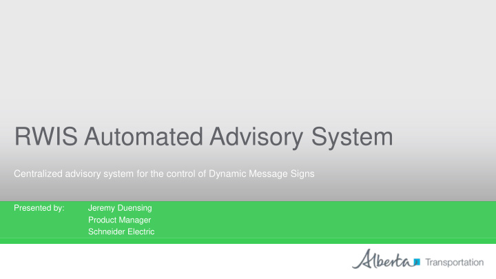 rwis automated advisory system