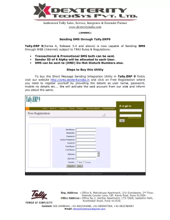 Authorized Tall  lly Sales, Service, Integrator &amp; Extender Partner www.dexterityindia.com