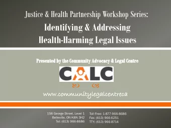 Identifying &amp; Addressing  Health-Harming Legal Issues      www.comm  communit  nityle