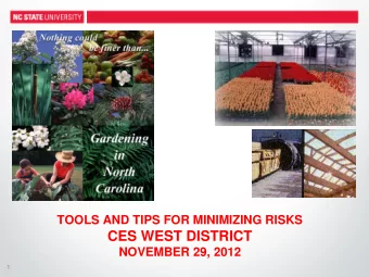 CES WEST DISTRICT  NOVEMBER 29, 2012  1  TOPICS  NCSU Internal Audit: Who are We and How Can We