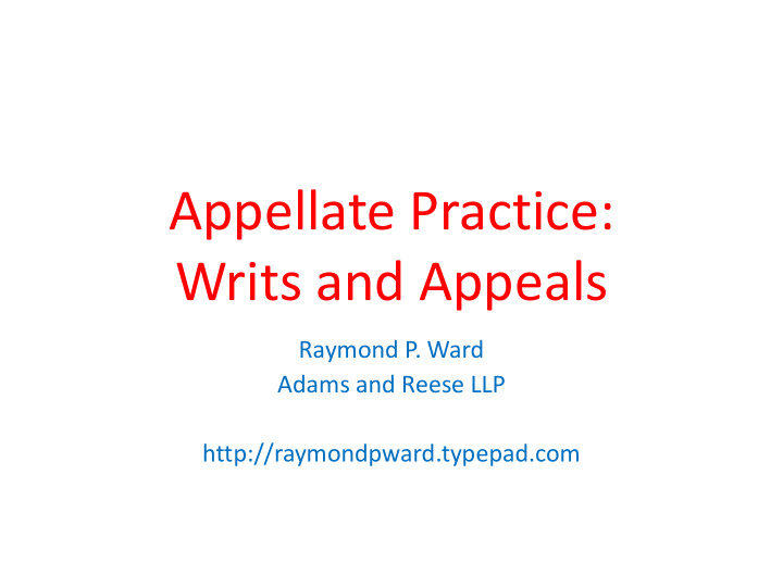 writs and appeals