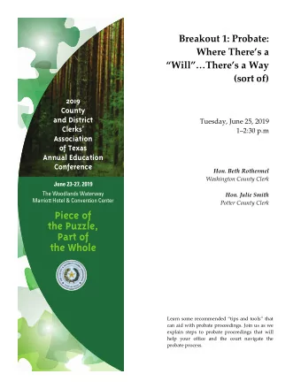 Piece of  the Puzzle,  Part of  the Whole  Learn some recommended tips and tools that  can