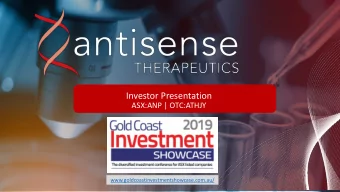 Investor Presentation  ASX:ANP | OTC:ATHJY  www.goldcoastinvestmentshowcase.com.au/  FORWARD