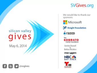 Agenda  What is Silicon Valley Gives?  Ways to Participate  Resources  Whats Next?