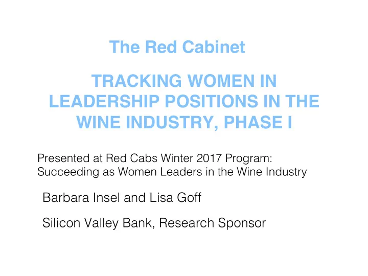 the red cabinet tracking women in leadership positions in