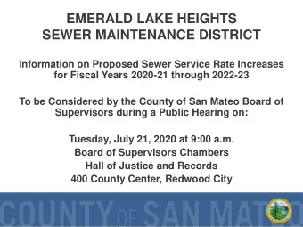 EMERALD LAKE HEIGHTS  SEWER MAINTENANCE DISTRICT  Information on Proposed Sewer Service Rate