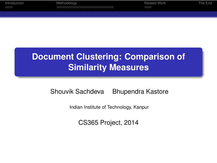 document clustering comparison of similarity measures