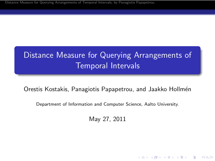 distance measure for querying arrangements of temporal