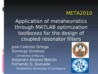 META2010  META2010  Application of metaheuristics  through MATLAB optimization  toolboxes for the