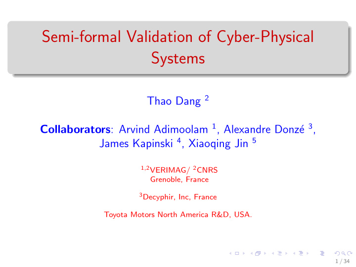 semi formal validation of cyber physical systems