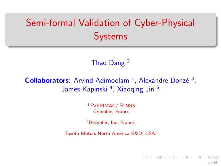 semi formal validation of cyber physical systems