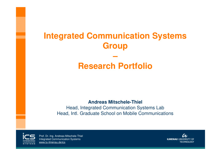 integrated communication systems group research portfolio