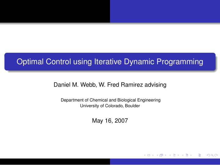 optimal control using iterative dynamic programming