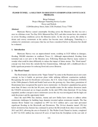 FLOOD TUNNEL A SOLUTION TO HOUSTONS STORMWATER CONVEYANCE  PROBLEM.  Brian Gettinger  Project