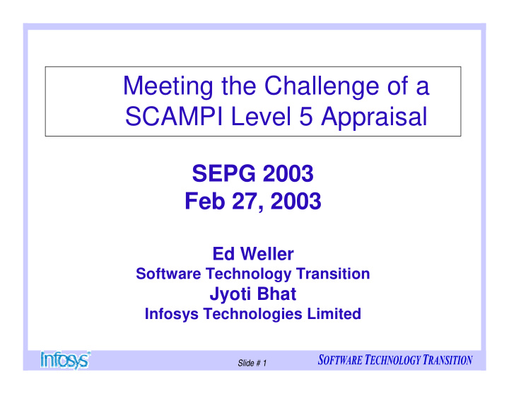 meeting the challenge of a scampi level 5 appraisal