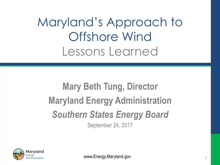 maryland s approach to offshore wind