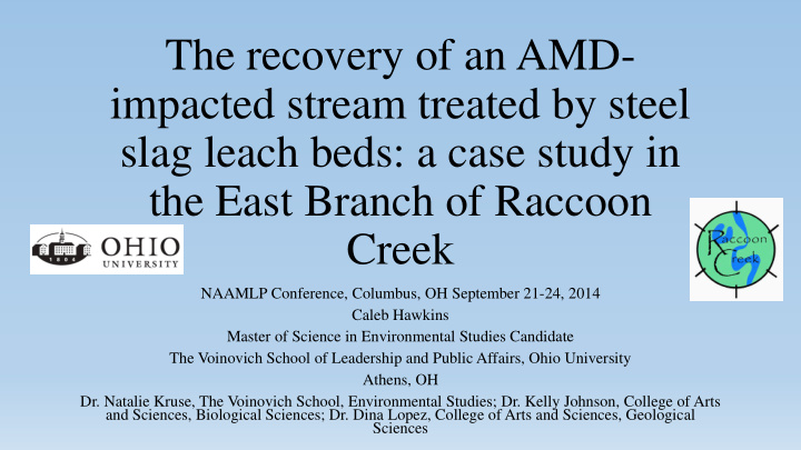 the recovery of an amd impacted stream treated by steel