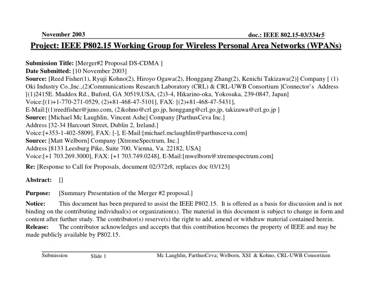 project ieee p802 15 working group for wireless personal