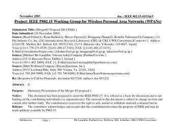 Project: IEEE P802.15 Working Group for Wireless Personal Area Networks (WPANs)  etworks (WPANs)