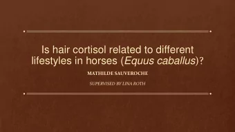 Is hair cortisol related to different lifestyles in horses ( Equus caballus )?  MATHILDE SAUVEROCHE