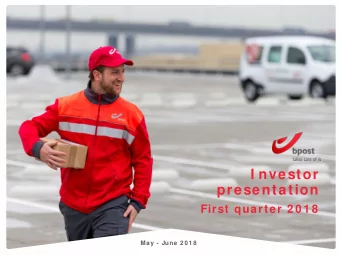 I nvestor  presentation  First quarter 2 0 1 8  May - June 2 0 1 8  I nvestor presentation first