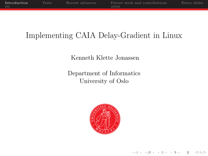 implementing caia delay gradient in linux