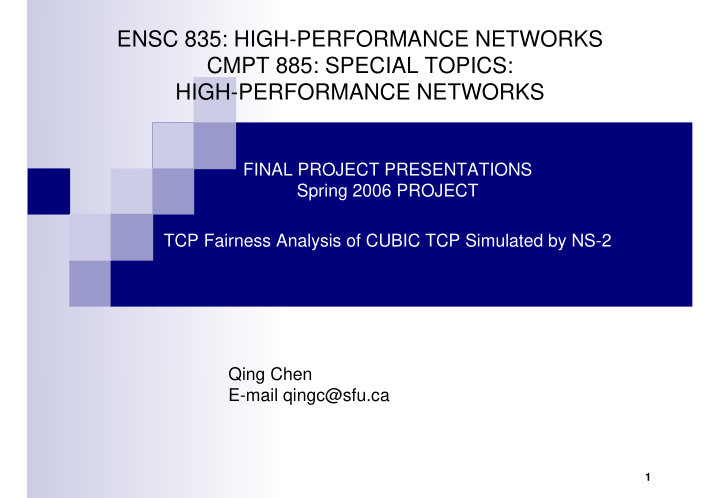 ensc 835 high performance networks cmpt 885 special