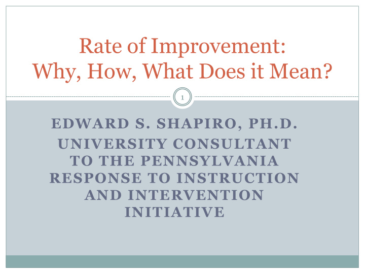 rate of improvement why how what does it mean