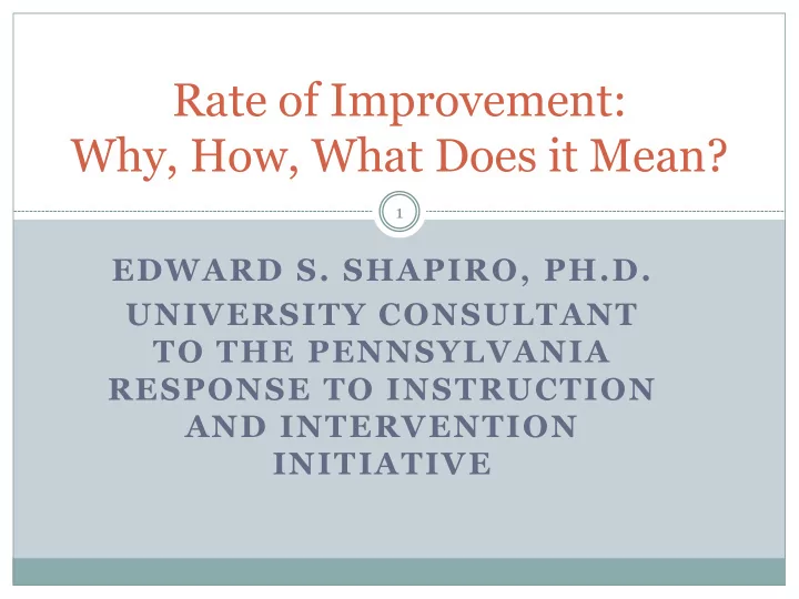 rate of improvement why how what does it mean