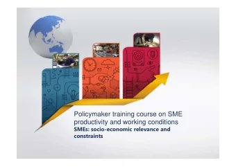 Policymaker training course on SME  productivity and working conditions  SMEs: socio-economic