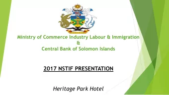 2017 NSTIF PRESENTATION  Heritage Park Hotel  Presentation Outline 1. Introduction to MSME Policy