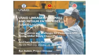 AND MEDIUM ENTERPRISES  (USAID LinkSME)  Opportunities and Challenges for Vietnamese SMEs in