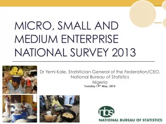 MICRO, SMALL AND  MEDIUM ENTERPRISE  NATIONAL SURVEY 2013  Dr Yemi Kale, Statistician General of