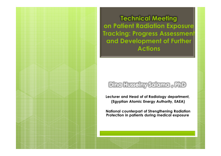 technical meeting on patient radiation exposure tracking