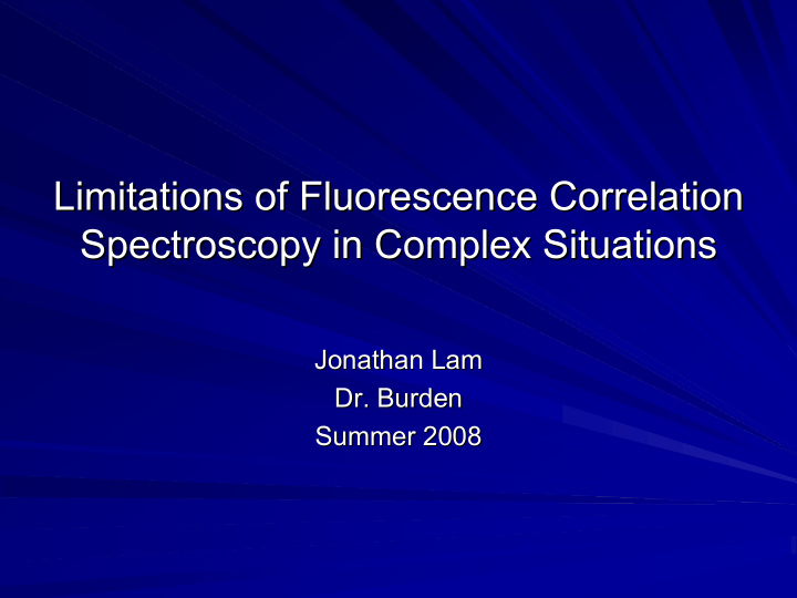 limitations of fluorescence correlation limitations of