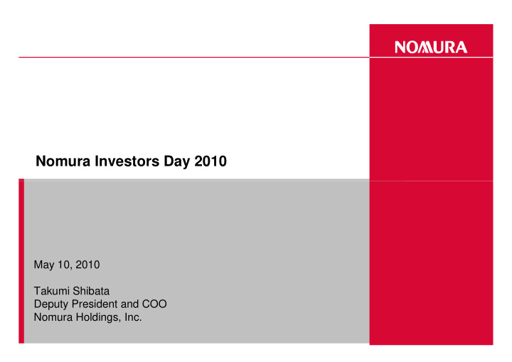 nomura investors day 2010