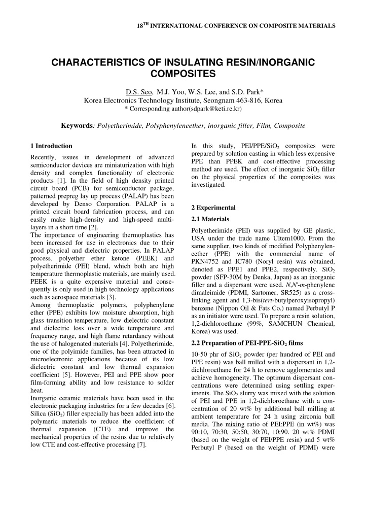 characteristics of insulating resin inorganic composites