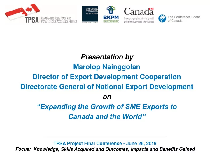 director of export development cooperation