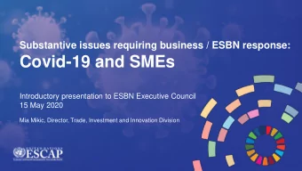 Covid-19 and SMEs  Introductory presentation to ESBN Executive Council  15 May 2020  Mia Mikic,