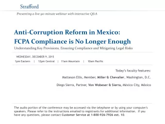FCPA Compliance is No Longer Enough  Understanding Key Provisions, Ensuring Compliance and