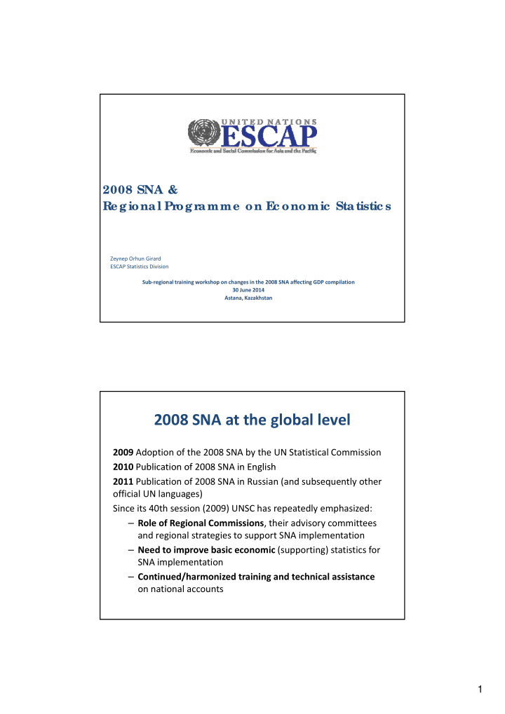 2008 sna at the global level
