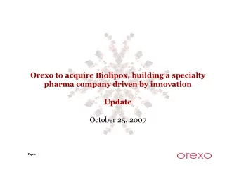 Orexo to acquire Biolipox, building a specialty  pharma company driven by innovation  Update