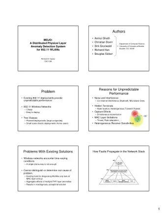Authors   Anmol Sheth  MOJO:   Christian Doerr  A Distributed Physical Layer  Department of