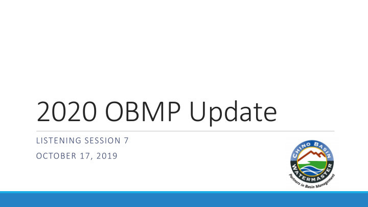 2020 obmp update