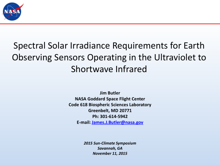 spectral solar irradiance requirements for earth