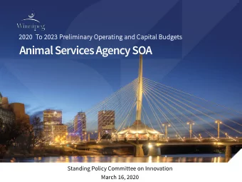 Animal Services Agency SOA  a  Standing Policy Committee on Innovation  March 16, 2020  1  Agenda