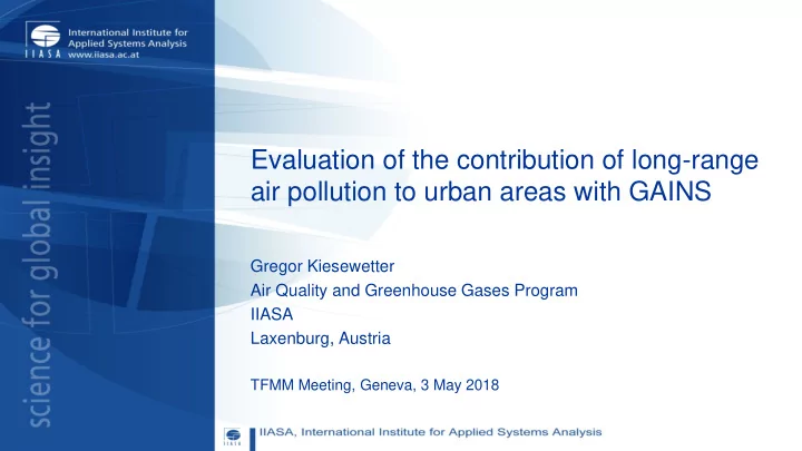 evaluation of the contribution of long range air