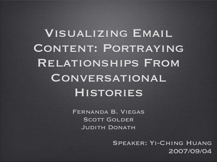 visualizing email content portraying relationships from